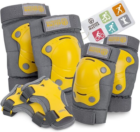 OutdoorMaster المراهقين / الأطفال وسادات الكوع ووسادات الركبة للأطفال - مجموعة 6 في 1 لمجموعات معدات الحماية مع واقيات الساق الشبابية وأشرطة المعصم لدراجات الأطفال وألواح التزلج للأطفال وما إلى ذلك in Kuwait