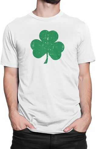 NYC FACTORY USA Screen Printed Retro Green Irish Distressed Shamrock T-Shirt St Patricks Day Mens Ireland Pride Tee Shirt in Saudi Arabia