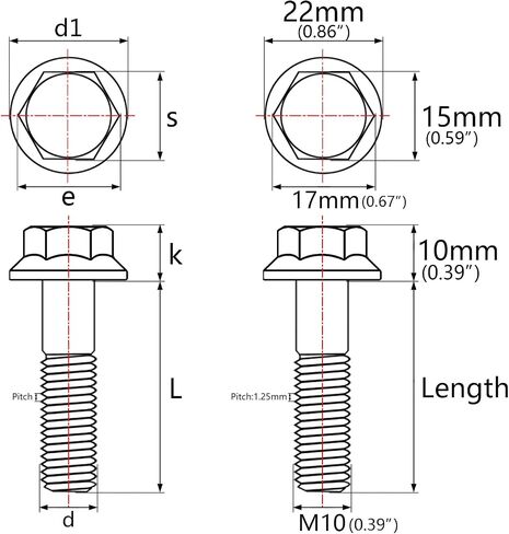 M10 x 30 35 40 45 55 60 65 70 75 80 100mm 1.25 Pitch Titanium Ti Flange Hex Bolt (M10x100mm) in Saudi Arabia