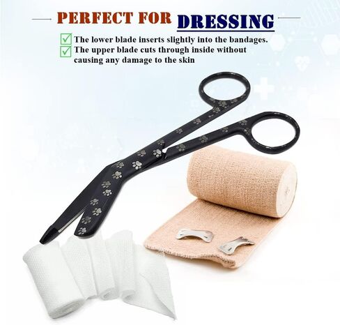 Lister Bandage Scissors 5.5" Nurse Vet Tech Gift - Made of Stainless Steel - First Aid, Used For Cutting Gauze, Tape, Clothing Bandages, Vet Wrap Adhesive Removal (Silver Paws) in Kuwait