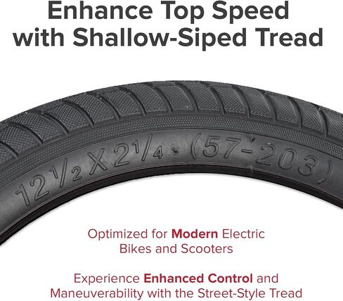 إطار AlveyTech مقاس 12-1/2"x2-1/4" مع مداس للشارع للدراجات الكهربائية والدراجات البخارية in Saudi Arabia