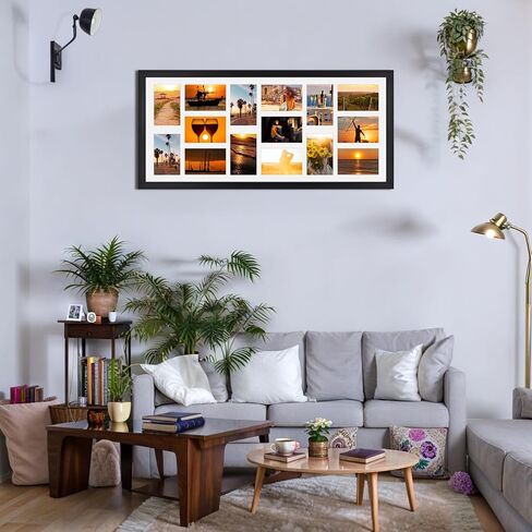 إطارات صور مجمعة مقاس 4 × 6 من MEBRUDY مع 15 فتحة، عبوتان من إطارات الصور السوداء المتعددة تعرض صور 4 × 6 مع حصيرة للتركيب على الحائط، نمط غير منتظم in Kuwait