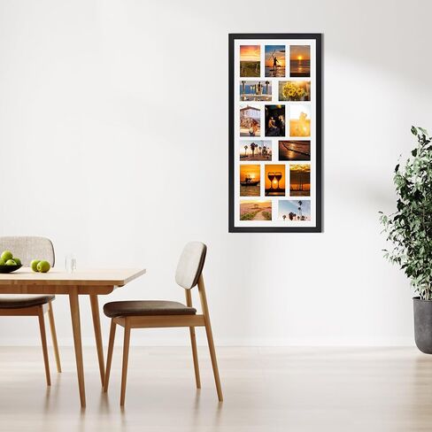 إطارات صور مجمعة مقاس 4 × 6 من MEBRUDY مع 15 فتحة، عبوتان من إطارات الصور السوداء المتعددة تعرض صور 4 × 6 مع حصيرة للتركيب على الحائط، نمط غير منتظم in Kuwait