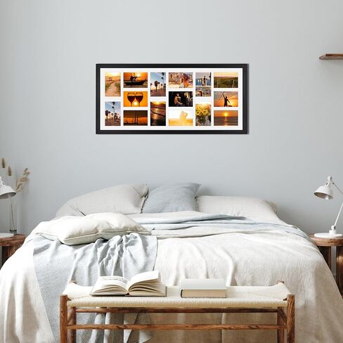 إطارات صور مجمعة مقاس 4 × 6 من MEBRUDY مع 15 فتحة، عبوتان من إطارات الصور السوداء المتعددة تعرض صور 4 × 6 مع حصيرة للتركيب على الحائط، نمط غير منتظم in Kuwait