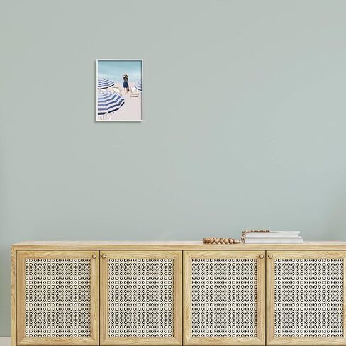 Stupell Industries Woman Enjoying Beach Shore Umbrellas Coastal Scene Framed Wall Art, Design By Amelia Noyes in Saudi Arabia