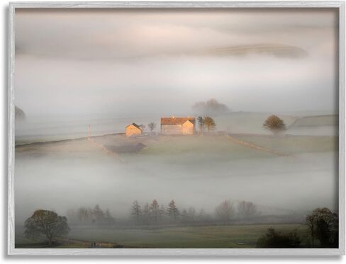 Stupell Industries Lone Misty Cottage Rural Fields Thick Fog Framed Wall Art, Design By James Dobson in Saudi Arabia