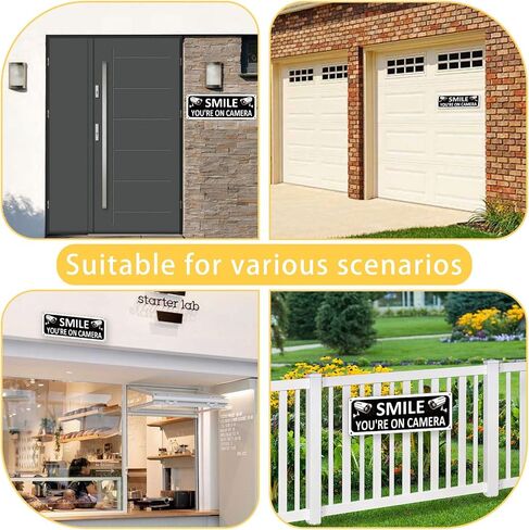 Smile Your on Camera Signs - Warning The Owner Of This Property Sign - 3 Pack 10 x 7 Inch - 24 Hour Video Surveillance Sign Rust Free Aluminum in Saudi Arabia
