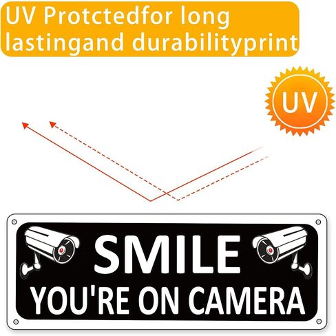 Smile Your on Camera Signs - Warning The Owner Of This Property Sign - 3 Pack 10 x 7 Inch - 24 Hour Video Surveillance Sign Rust Free Aluminum in Saudi Arabia
