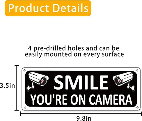Smile Your on Camera Signs - Warning The Owner Of This Property Sign - 3 Pack 10 x 7 Inch - 24 Hour Video Surveillance Sign Rust Free Aluminum in Saudi Arabia
