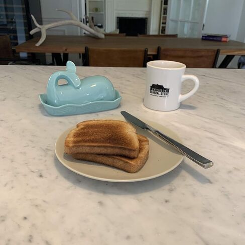 Fox Run Whale Ceramic Butter Dish with Lid, 7", Aqua Blue in Saudi Arabia