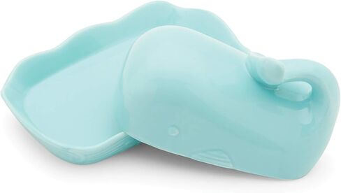 Fox Run Whale Ceramic Butter Dish with Lid, 7", Aqua Blue in Saudi Arabia
