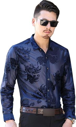 Mens Long Sleeve Casual Leisure Button Down Shirts Tops in Kuwait
