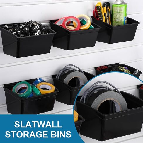 Unittype 18 قطعة صندوق تخزين Slatwall صناديق بلاستيكية Slatwall لمنظم Slatwall ملحقات حاويات Slatwall لمنضدة المرآب منظمة تخزين المنزل (أسود) in Kuwait