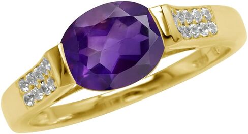 Silvershake Oval Shape Birthstone Gemstones 925 Sterling Silver Solitaire Right Hand Anniversary Ring Jewelry for Women in Saudi Arabia
