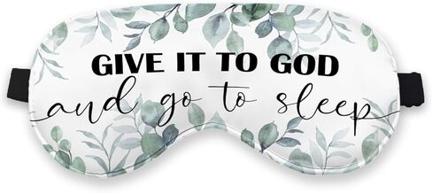 قناع عين مسيحي للنساء والرجال والفتيات، قناع عين معتم من حرير أوراق الأوكالبتوس للنوم والقيلولة أثناء السفر، علامة دينية، أشرطة قابلة للتعديل، قناع نوم خفيف الوزن، أعطه لله واذهب للنوم in Kuwait