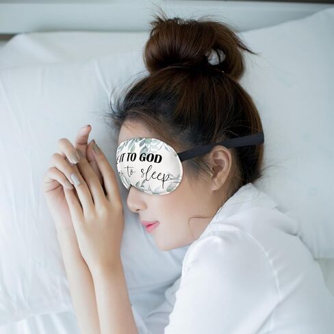 قناع عين مسيحي للنساء والرجال والفتيات، قناع عين معتم من حرير أوراق الأوكالبتوس للنوم والقيلولة أثناء السفر، علامة دينية، أشرطة قابلة للتعديل، قناع نوم خفيف الوزن، أعطه لله واذهب للنوم in Kuwait