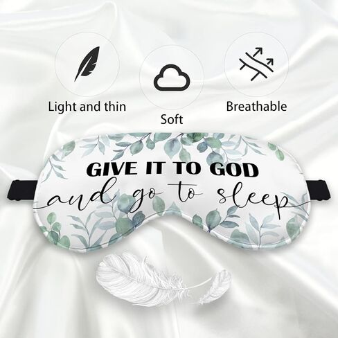 قناع عين مسيحي للنساء والرجال والفتيات، قناع عين معتم من حرير أوراق الأوكالبتوس للنوم والقيلولة أثناء السفر، علامة دينية، أشرطة قابلة للتعديل، قناع نوم خفيف الوزن، أعطه لله واذهب للنوم in Kuwait