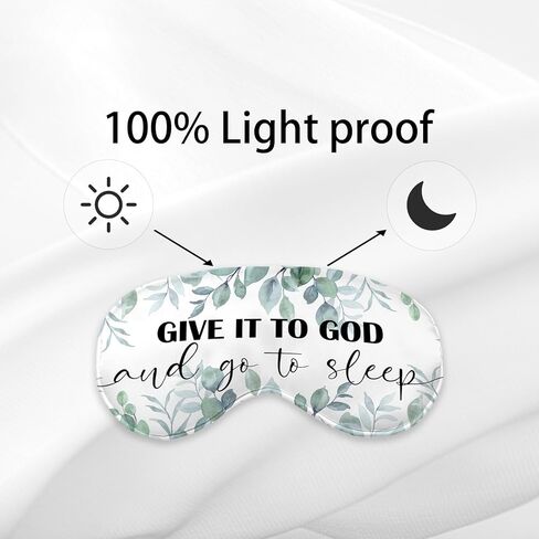 قناع عين مسيحي للنساء والرجال والفتيات، قناع عين معتم من حرير أوراق الأوكالبتوس للنوم والقيلولة أثناء السفر، علامة دينية، أشرطة قابلة للتعديل، قناع نوم خفيف الوزن، أعطه لله واذهب للنوم in Kuwait