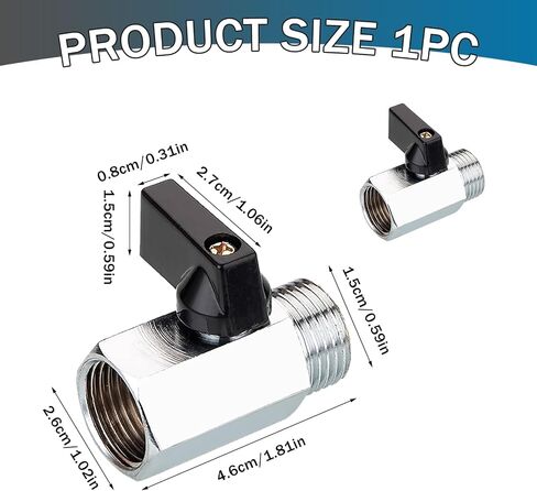 Brass Shut Off Valve, Chrome Plated Surface Female x Male 1/2" NPTBall Valve, Widely Used in Homes Bathrooms Kitchens RVs Campervan in Saudi Arabia