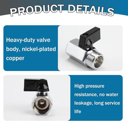 Brass Shut Off Valve, Chrome Plated Surface Female x Male 1/2" NPTBall Valve, Widely Used in Homes Bathrooms Kitchens RVs Campervan in Saudi Arabia