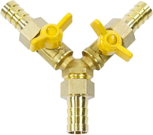 Brass 3 Way Shut-Off Valve, 5/8" Hose Barb 2 Switch Y Shaped Ball Valve Water/Fuel/Air in Saudi Arabia