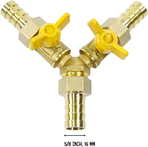 Brass 3 Way Shut-Off Valve, 5/8" Hose Barb 2 Switch Y Shaped Ball Valve Water/Fuel/Air in Saudi Arabia