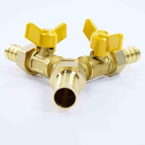 Brass 3 Way Shut-Off Valve, 5/8" Hose Barb 2 Switch Y Shaped Ball Valve Water/Fuel/Air in Saudi Arabia