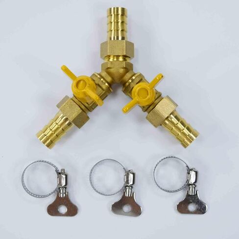 Brass 3 Way Shut-Off Valve, 5/8" Hose Barb 2 Switch Y Shaped Ball Valve Water/Fuel/Air in Saudi Arabia