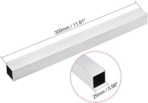 TOP-VIGOR 1Pc 6063 Aluminum Square Tube, 25mmx25mmx1mm Wall Thickness 200mm Length Aluminum Tubing Seamless Straight Pipe for Machinery Frame Construction DIY Projects in Saudi Arabia