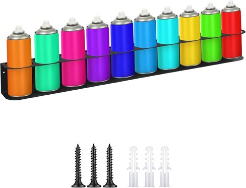 2 Pcs Metal Spray Bottle Holder Wall Mount 10 Can Spray Can Holder Heavy Duty Spray Bottle Storage Rack Aerosol Paint Spray Bottle Organizer for Garage Home Craft Workspace, Hardware Included in Saudi Arabia
