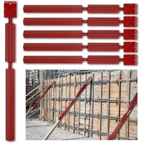 Blulu 6 Pcs Concrete Turnbuckle Form Aligner 35" - 38.5" Adjustable Length with 5" x 3" Bent Plate Adjustable Wall Brace Concrete Form Tube for Concrete Formwork Construction Engineering Tools