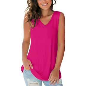 SAMPEEL Tank Tops for Women Cami Deep V Neck Sleeveless Shirts Womens Tees Casual Tee