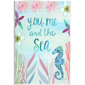 Stupell Industries You, Me & Sea Romanic Beach Lover Ocean Life Phrase Wood Wall Art, Design By Katie Doucette