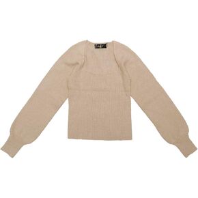 Seta T Women's Square Neck Long Sleeve Sweaters Casual Ribbed Knit Fitted Pullover Sweater Tops