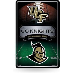 علامة معدنية كبيرة من Rico Industries NCAA Central Florida Knights مقاس 11 بوصة × 17 بوصة لافتة ديكور منزلية معدنية كبيرة
