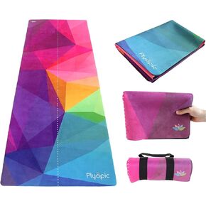 3-in-1 Travel Yoga Mat, Yoga Mat Towel & Gym Mat Topper - Non-Slip, Portable, Foldable, Washable & Eco-Friendly | 1.5mm Thin | Ideal for Yoga, Hot Yoga, Pilates, Fitness, Exercise & Travel