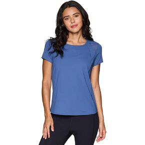 RBX Activewear Workout T-Shirt for Women, Breathable Mesh Panel Gym Running Tee Stretchy Super Soft Gym Top with Mesh