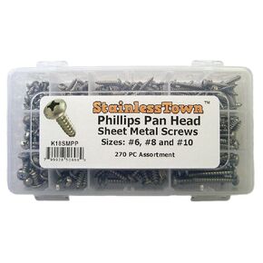 Stainless Steel Phillips Pan Sheet Metal Screw Assortment Kit