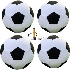 Outdoor Training Felt Soccer Dart Ball with Pump Inflatable Sticky Soccer Ball Kick Darts Ball for Inflatable Soccer Darts with Magic Tape-Set of 4 Balls (White&Black)