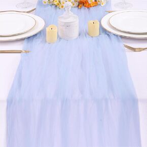 Blue Gauze Table Runner 10ft Rustic Cheese Cloth Table Runner 38×120 Inches Boho Style Decorations for Romantic Date Wedding Party Baby Shower Photography Decoration