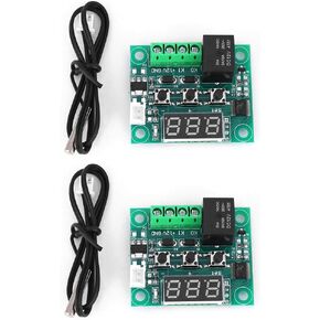 W1209 DC 12V Digital Temperature Controller Module - 2 PCS Electronic Thermostat Controller with Waterproof Sensor for Precise Temperature Control
