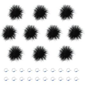 eMagTech 10PCS Mini Microphone Furry Windscreen Camera Mic Wind Muff Microphone Wind Cover Wind Filter Windshield for Camera Microphone Outdoor Supplies Black