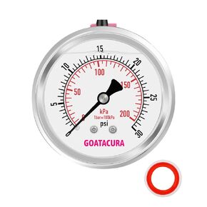 0-30psi/kpa Glycerin Filled Pressure Gauge, 2-1/2" Dial Size, Stainless Steel Case, with Vent Valve, 1/4" NPT Center Back Mount, 2-1-2% Accuracy, for Measuring Gas Liquid Pressure