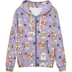 Cute Jacket Women Zip Up Hoodie XS-5XL Fashion Hoodies & Sweatshirts Teens Hooded Pullover Tops