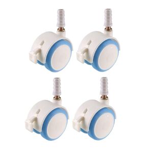 uxcell 1.85 Inch Swivel Caster Wheels Grip Neck Stem Caster Blue Furniture Wheel with Brake and Mounting Socket, 4pcs