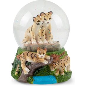 Elanze Designs Endangered Clouded Leopard 100MM Sturdy Glitter Water Wind Up Musical Snow Globe Tabletop Dresser Figurine Decoration Plays Tune We've Only Just Begun