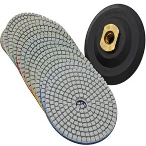 Stadea PPW179E Diamond Polishing Pads 4 Inch Wet Dry Set for Granite Quartz Concrete Marble Travertine Stone Countertop & Floor Polishing