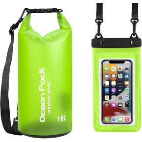 2 pieces Waterproof Dry Bag for Women and Men, 10L Roll Top Waterproof Backpack Sack with Waterproof Phone Case, for Hiking, Backpacking, Kayaking, Camping, Swimming, Boating(Dark blue)