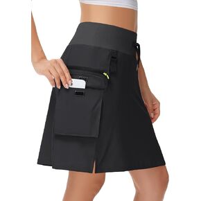 20" Women's Hiking Cargo Skorts Skirts with Zipper Pockets Knee Length Golf Tummy Control Quick Dry Long Skort