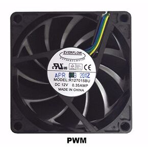Everflow 70x70x15mm PWM Dual Ball Bearing 12 Volt Fan #R127015BU